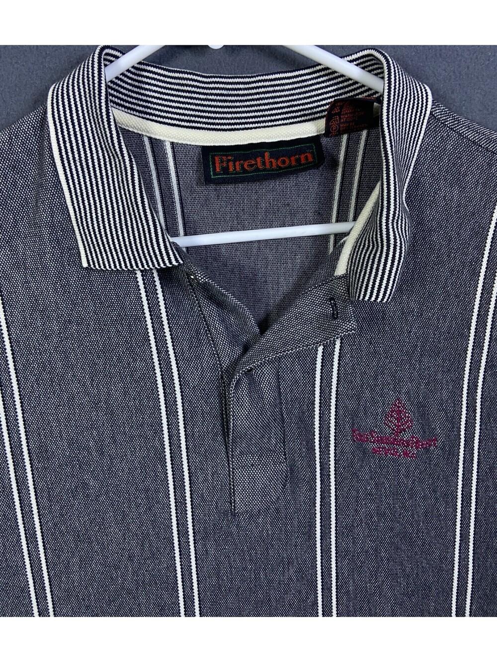 Vintage Firethorn Four Seasons Nevis Club Polo Shirt Striped Short Sleeve Mens L